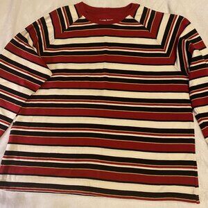 Karen Scott Sport XL Shirt Long Sleeve Stripe Bright Red